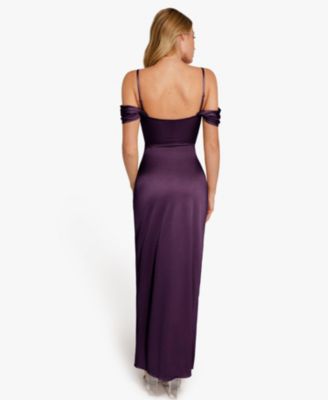 Women's Shapewear Off Shoulder Shine Ruched Sculpting Maxi Dress Wedding