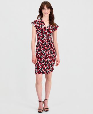 Women's V-Neck Side-Tie Cap-Sleeve Dress