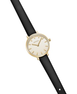 Beverly 1730m Gold and Black Leather Band Watch, 25mm