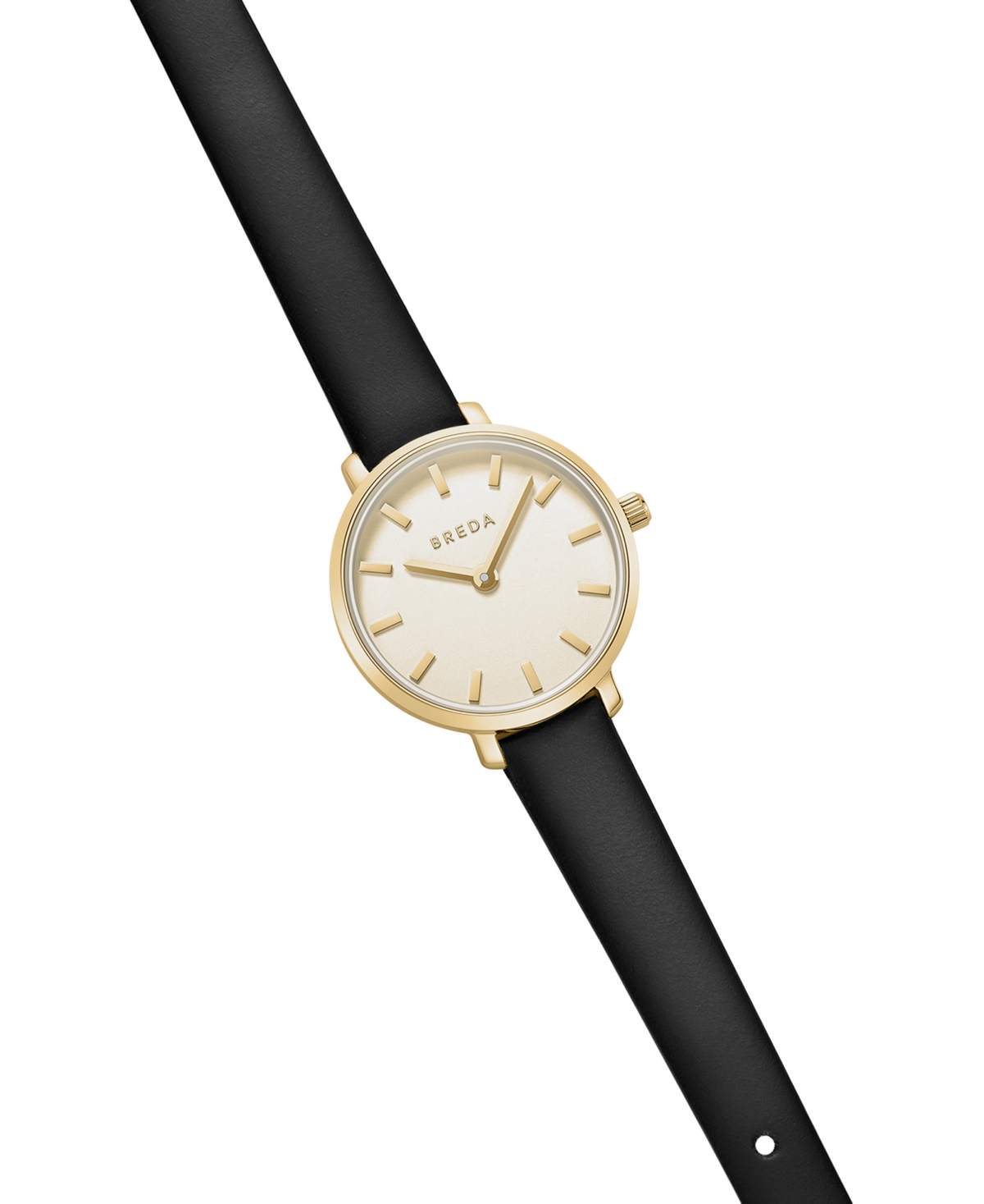 Breda Beverly 1730m Gold and Black Leather Band Watch, 25mm