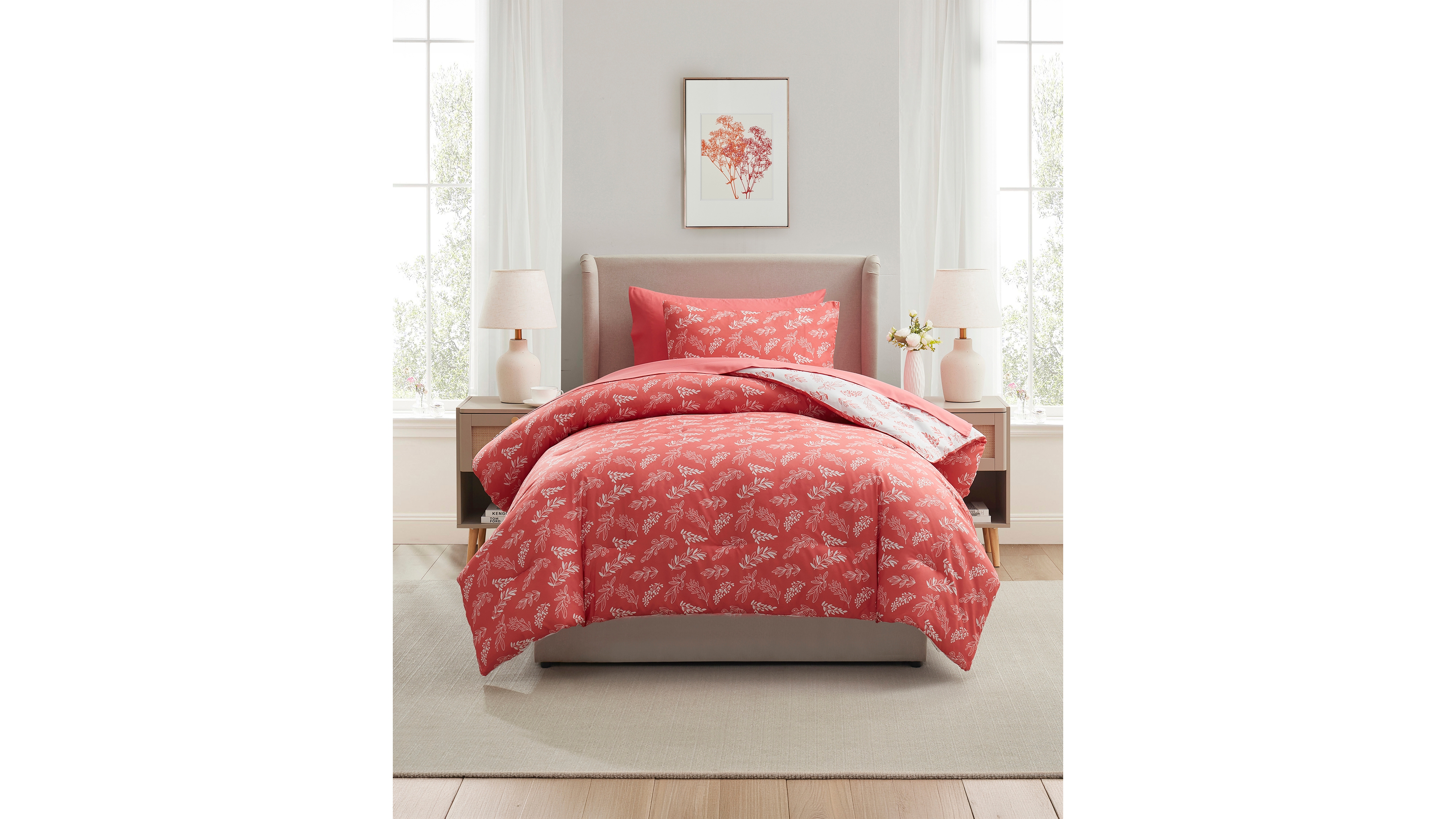 Nestl Luxury Soft Botanical Design 5-Pc. Comforter Set, Twin Xl