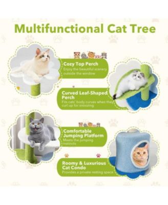 Cat Tree with Sisal-Covered Scratching Posts, Indoor Tower for Climbing & Exercise
