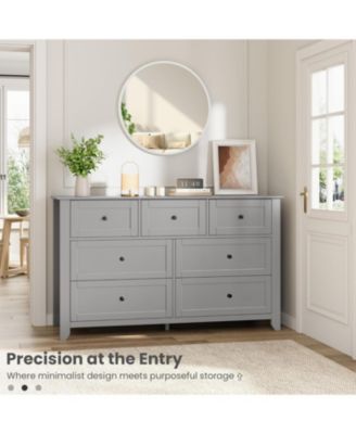 7 Drawer Dresser for Bedroom, 54" Wide Large Dresser with Deep Drawers & Metal Knobs, Modern Wooden Chests of Drawers for Entryway, Hallway