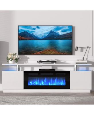 70" Fireplace TV Stand with 36'' Firplace, Electric Fireplace Heater with 12 Frame and LED Light Colors