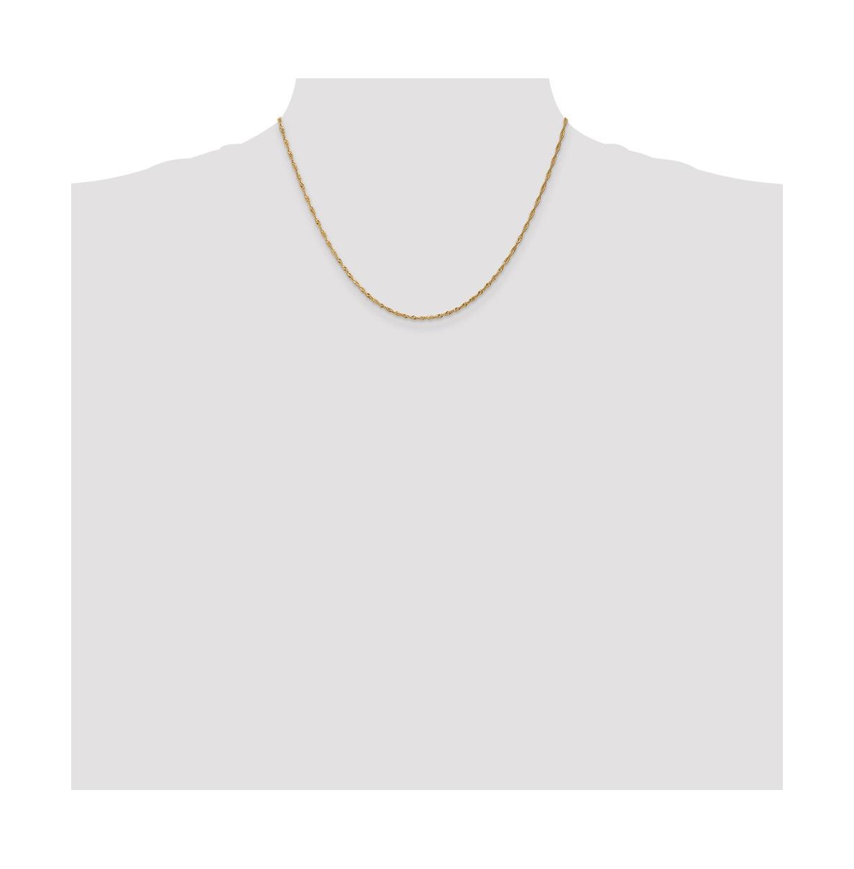 Curata Jewelry Solid 18k Gold Italian 1.35mm Sparkle-Cut Singapore Chain Necklace 16