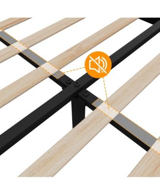 Corduroy Upholstered Wingback Bed Frame – Solid Wood Slats, No Box Spring Needed