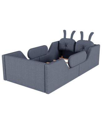 Streamdale Twin Upholstered Platform Bed with Rabbit Cushion & Removable Rails