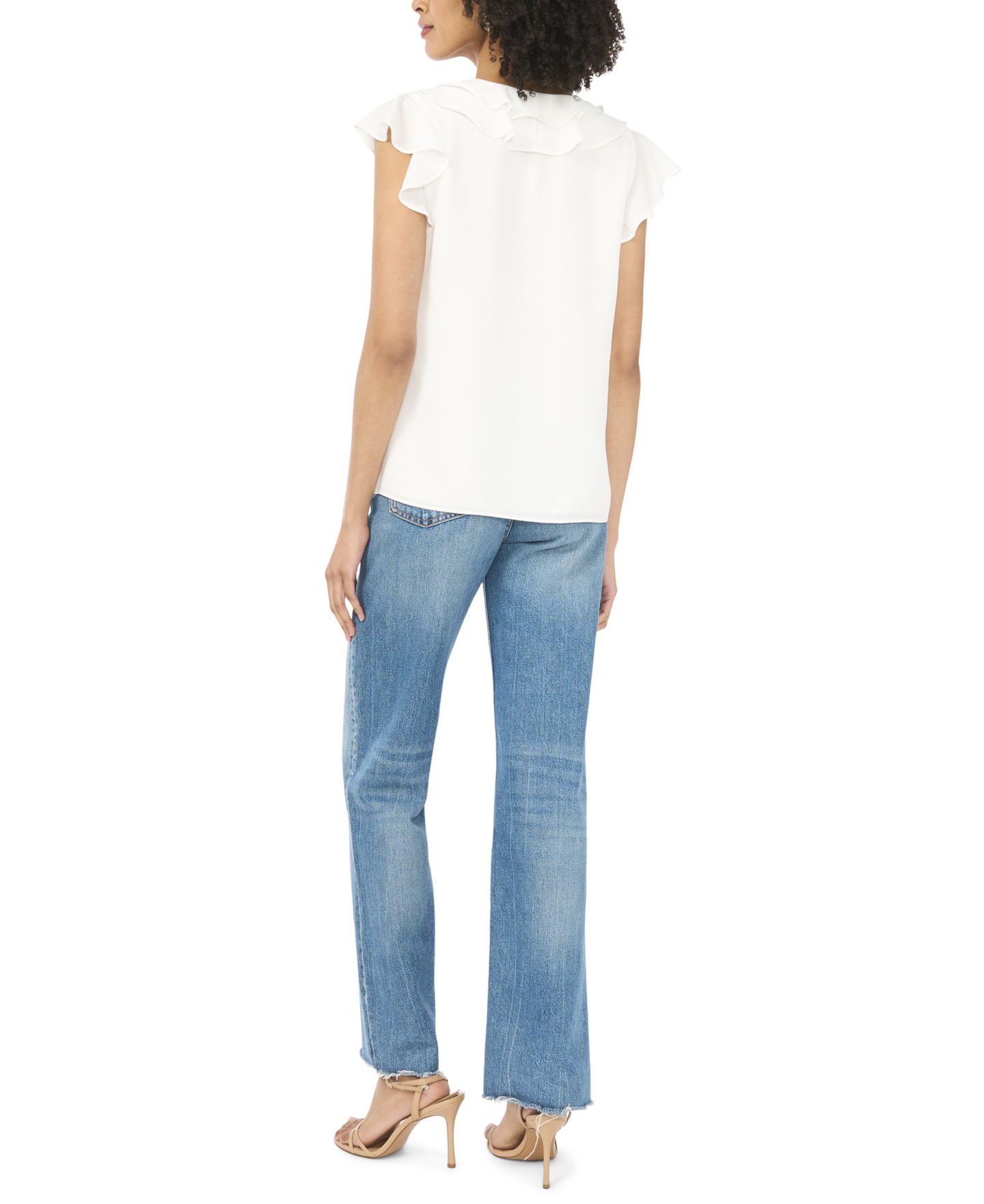 Женский топ Sam & Jess Short Flutter-Sleeve V-Neck, цвет: Слоновая кость — фото 4