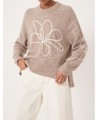 Women's Wool Blend Flower Motif Jumper