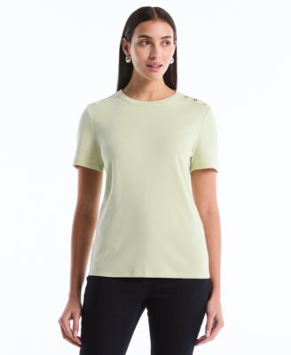 Women's Button Detail Short-Sleeve Top