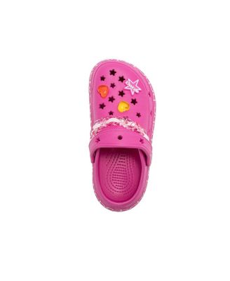 Little Girls Lightweight EVA Clog with Chain with Logo Grosgrain Ribbon and Charms