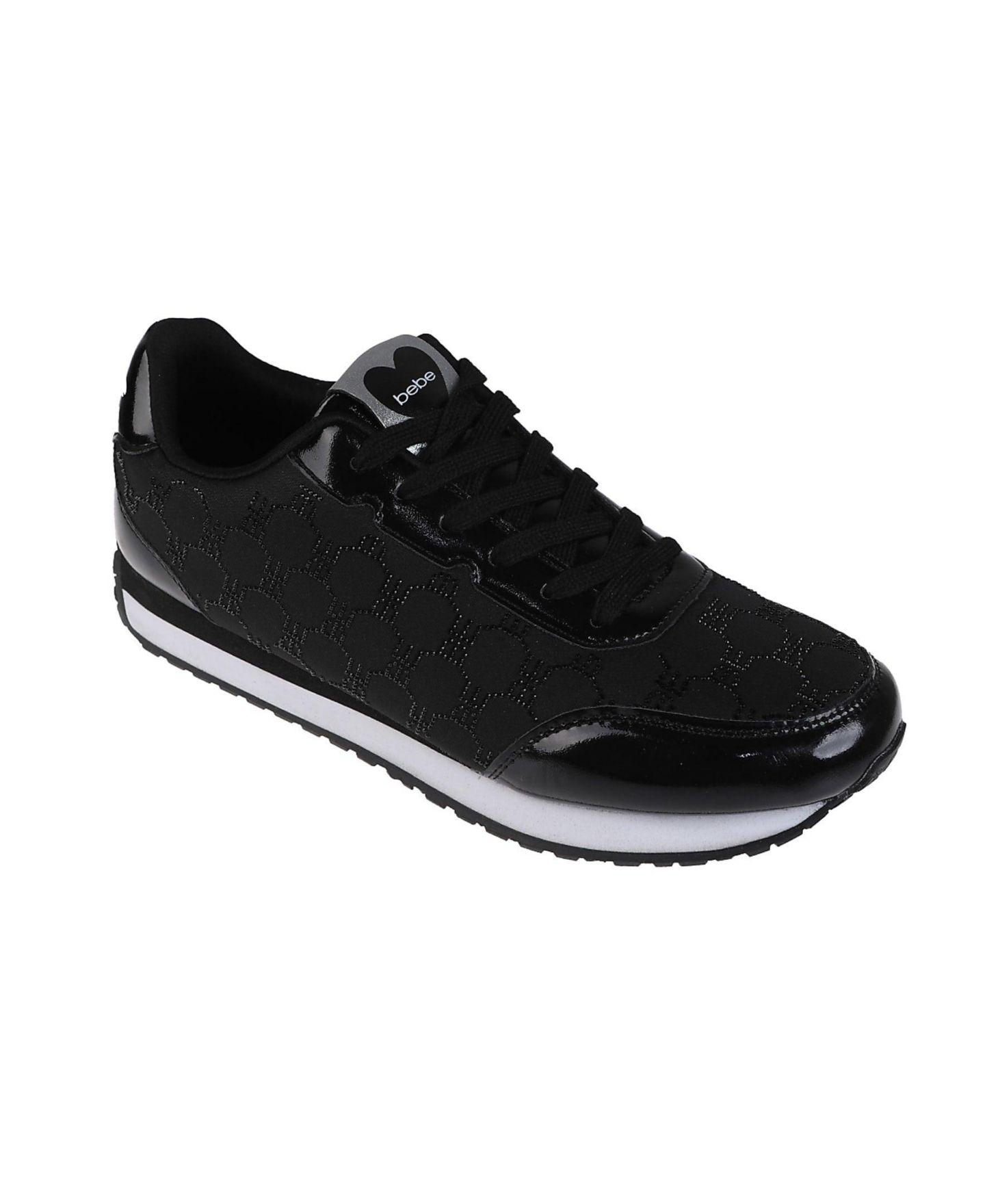 Женские кроссовки Bebe Sneaker with Rhinestone Mesh Upper, цвет: Чёрный — фото 1
