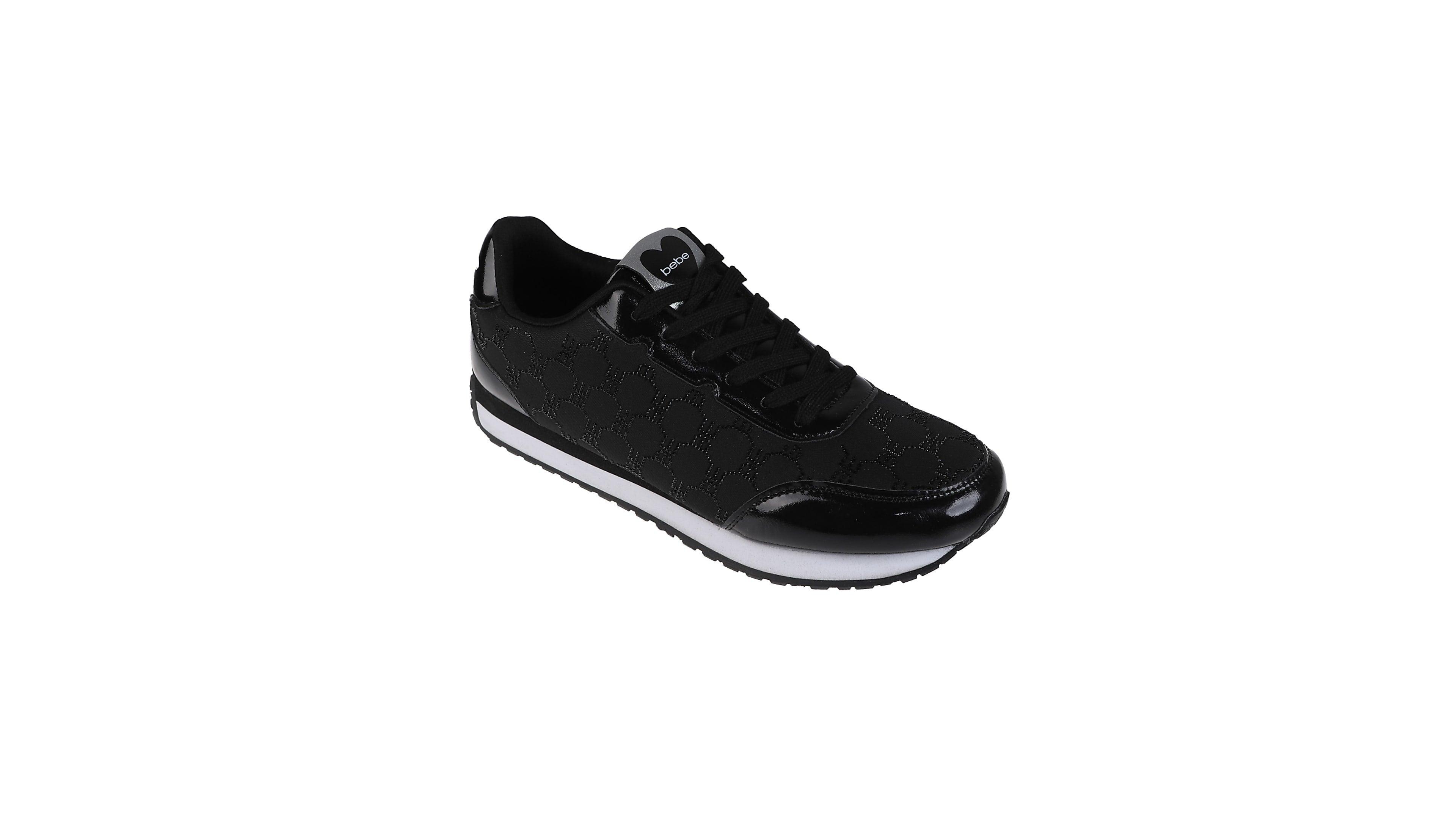 bebe Women's Sneaker with Rhinestone Mesh Upper