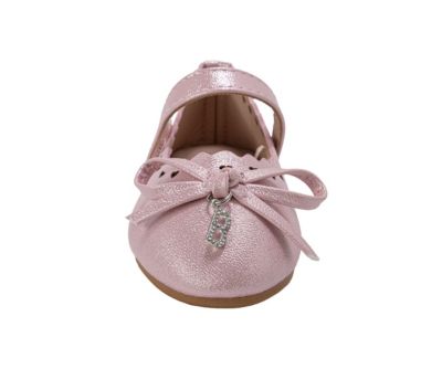 Little Girls Flat with Bow and Hanging B Charm