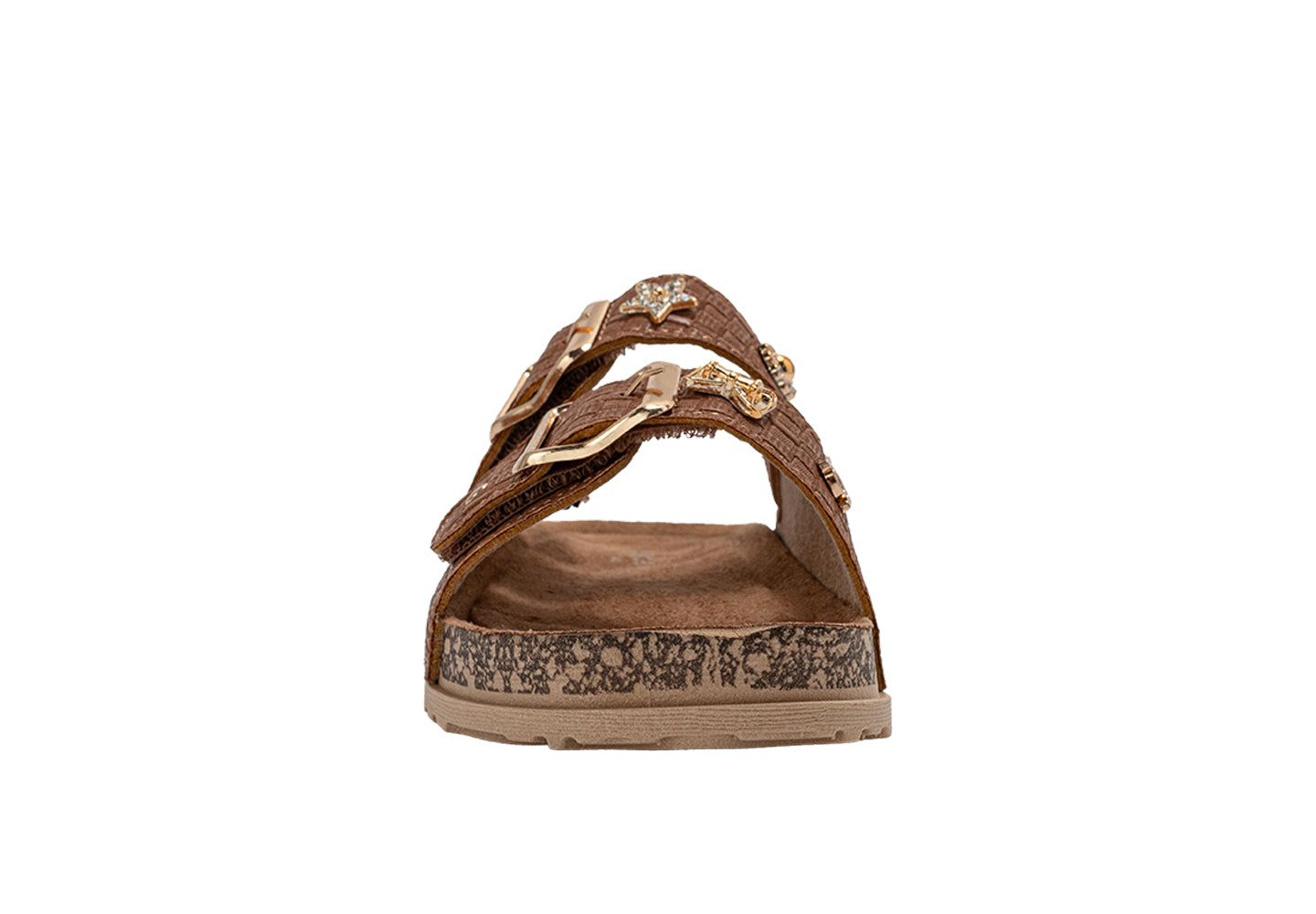 Сандалии Bebe Footbed Sandals - Comfortable Design with Double Buckle and Charms для девочек, цвет: Коньячный — фото 5