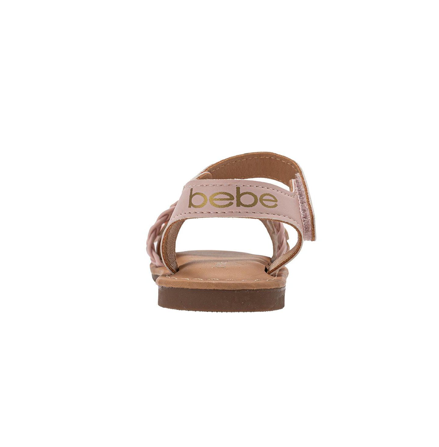 Сандалии Bebe Fashion Sandals – Dressy Shoes with Braided Detail and Flower Applique для девочек, цвет: Пудровый — фото 5