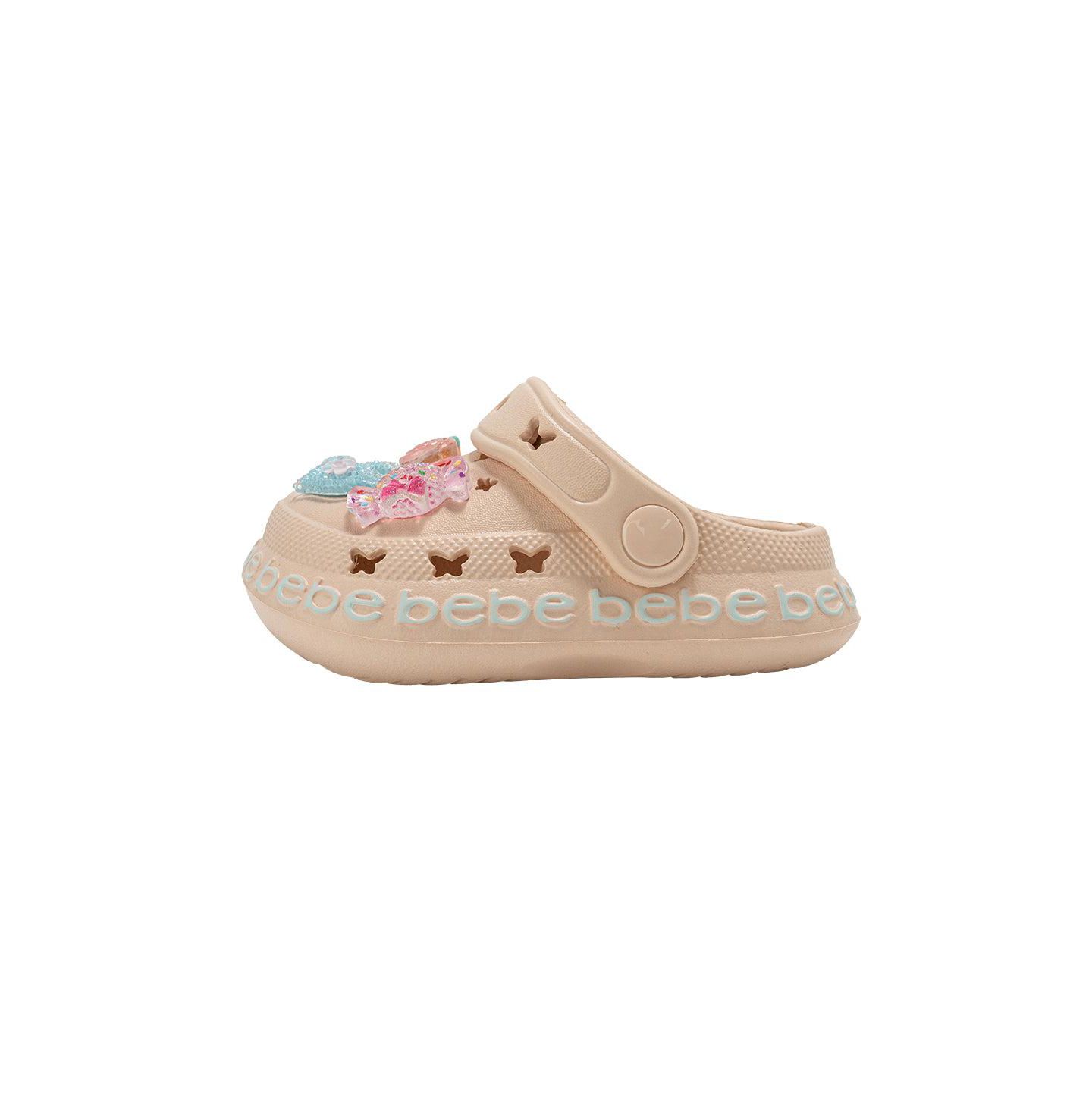 Детские лёгкие сабо Bebe из EVA с подвесками, для девочки, цвет: Песочный — фото 3