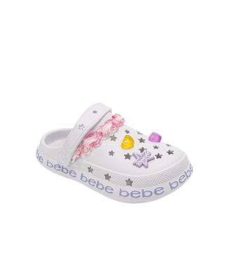 Little Girls Lightweight EVA Clog with Chain with Logo Grosgrain Ribbon and Charms