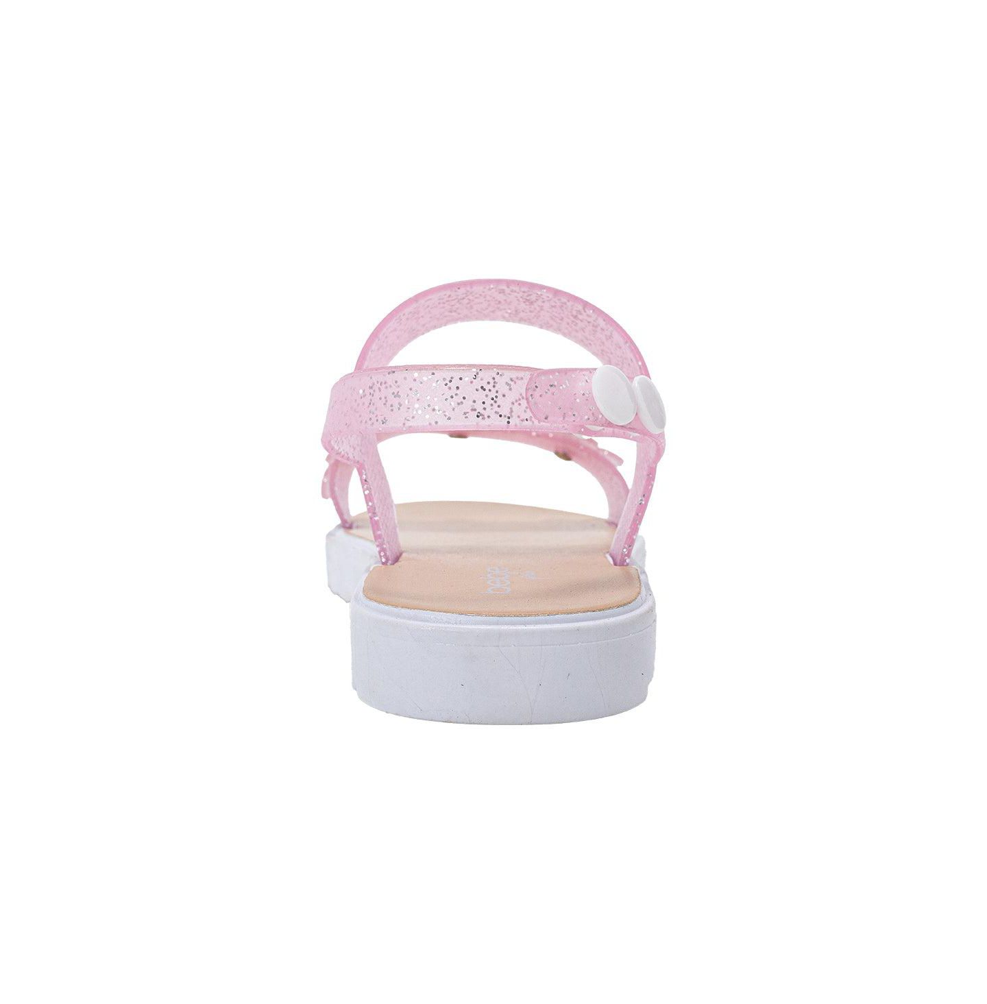 Сандалии Bebe PCU sandal with Glitter Flower snd RS для девочек, цвет: Пудровый — фото 2