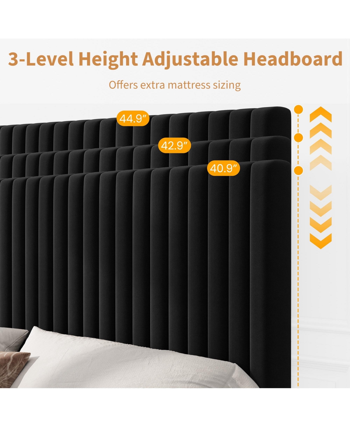 gaomon Upholstered Platform Velvet Bed Frame with Headboard,Strong Wooden Slats Support