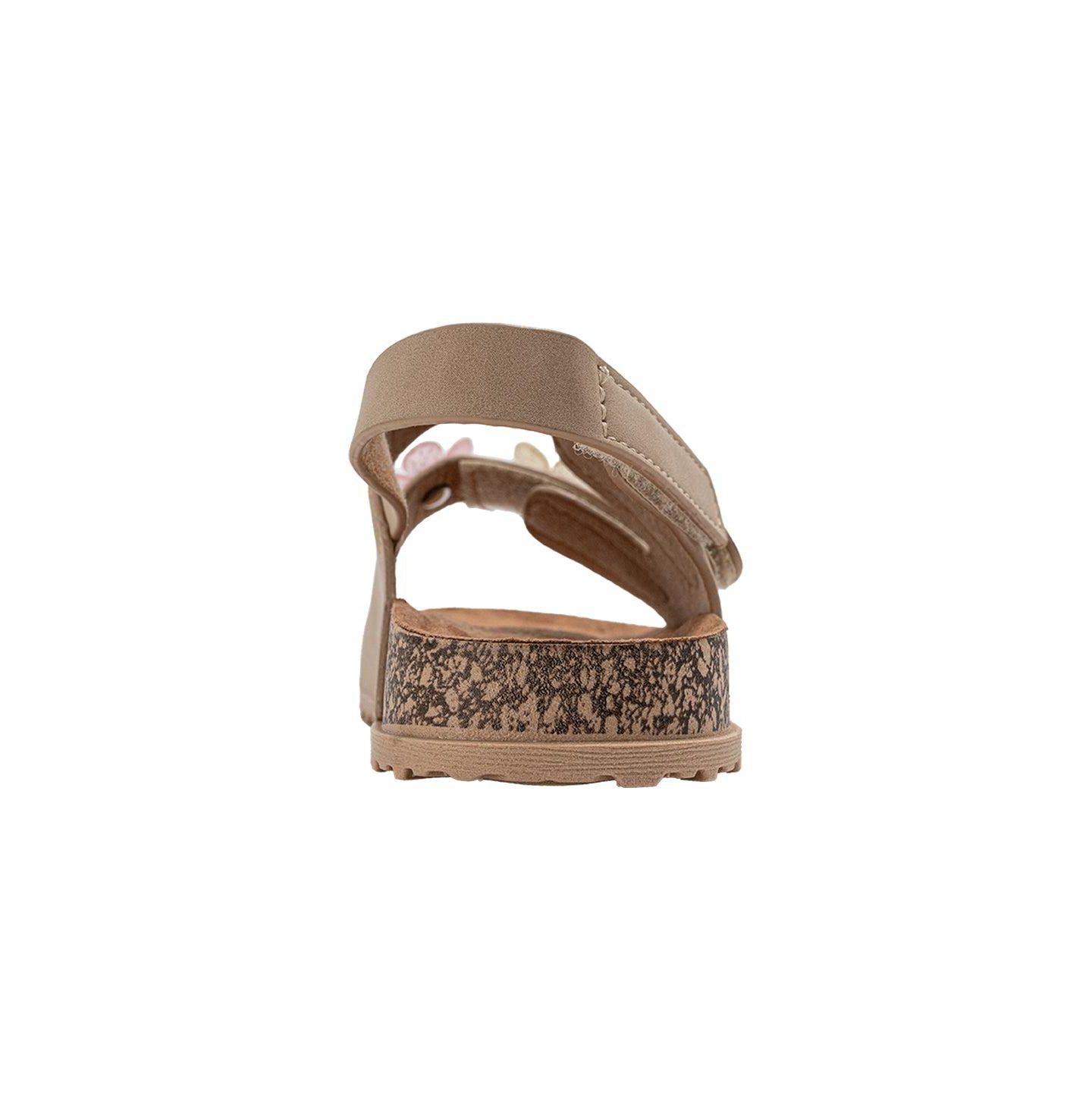 Сандалии Bebe Footbed Slide Sandals - Sparkle Finish with Glitter Flower Detail для девочек, цвет: Рыжевато-коричневый — фото 5