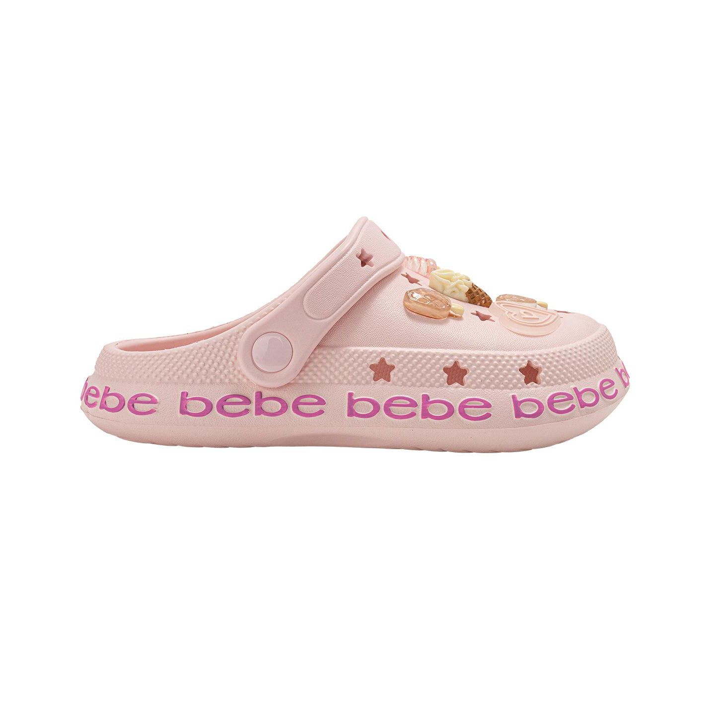 Сабо Bebe EVA Slip - On with Treat and Logo Charms Clogs для девочек, цвет: Пудровый — фото 2