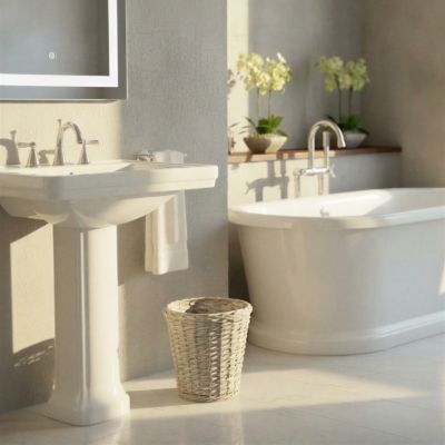 Wicker Waste Basket, Willow Weave Painted Includes Plastic Liner