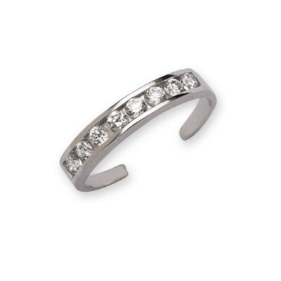 Solid 10K Adjustable Channel-Set Cubic Zirconia toe ring toe ring