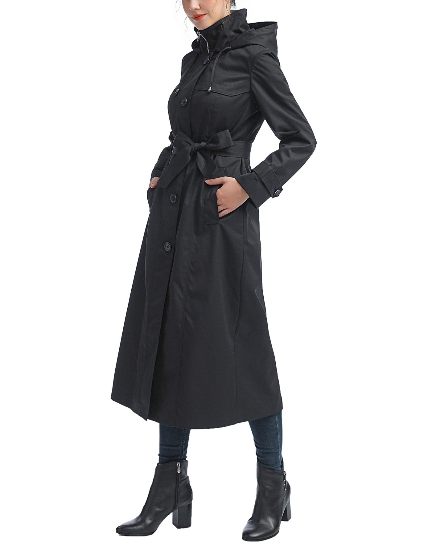 Женское пальто kimi + kai Aine Hooded Long Rain Coat, цвет: Чёрный — фото 2