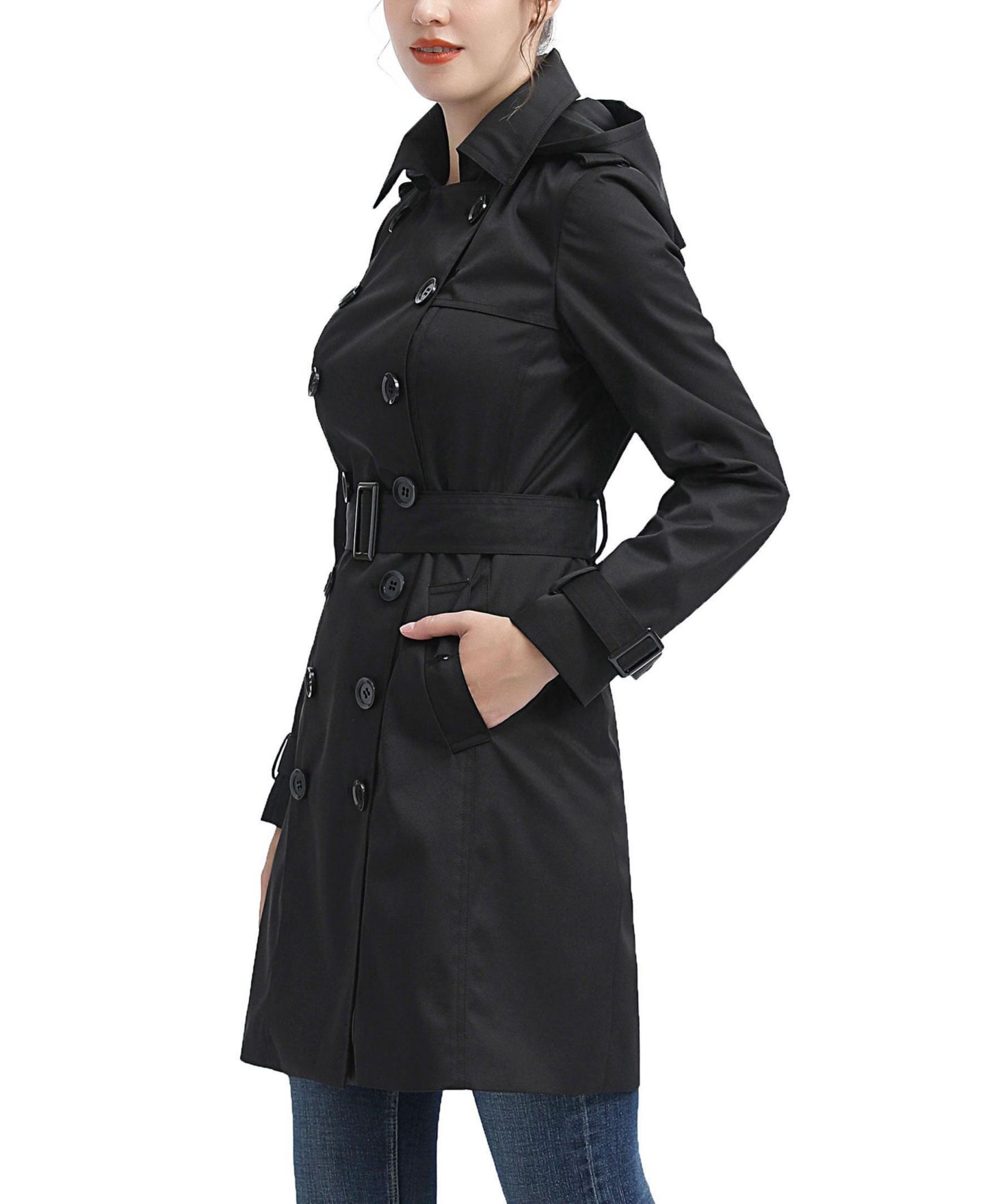 Женское пальто kimi + kai Classic Hooded Trench, цвет: Чёрный — фото 2