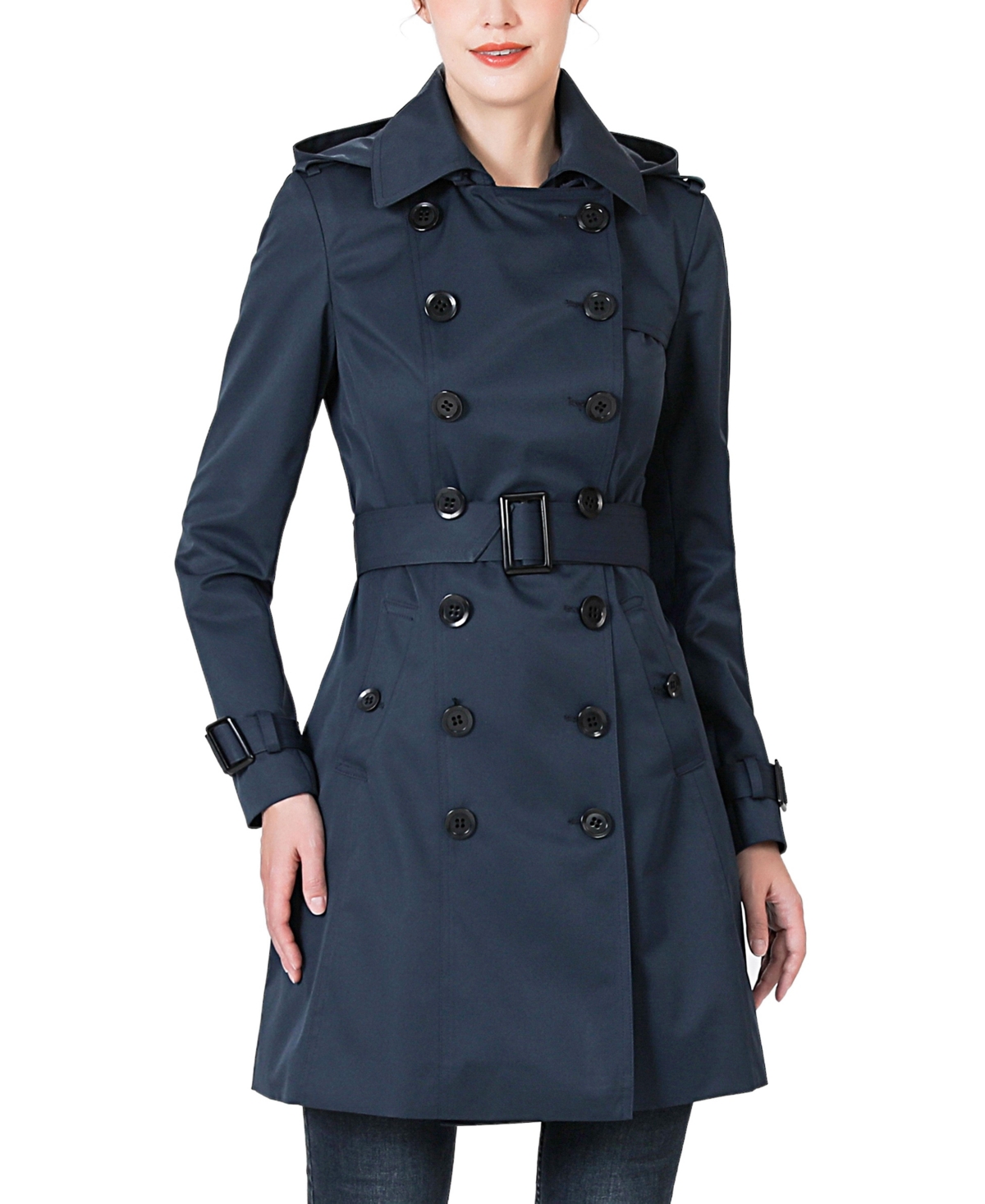 kimi + kai Women's Classic Hooded Trench Coat