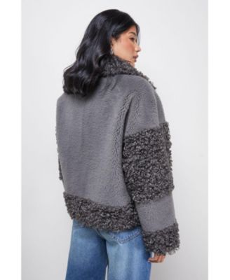 Women's Faux Fur Mix Zip Through Jacket
