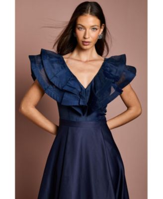 Women's Frill Shoulder Midi Dress