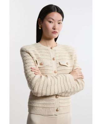 Women's Textured Military Trim Knit Jacket