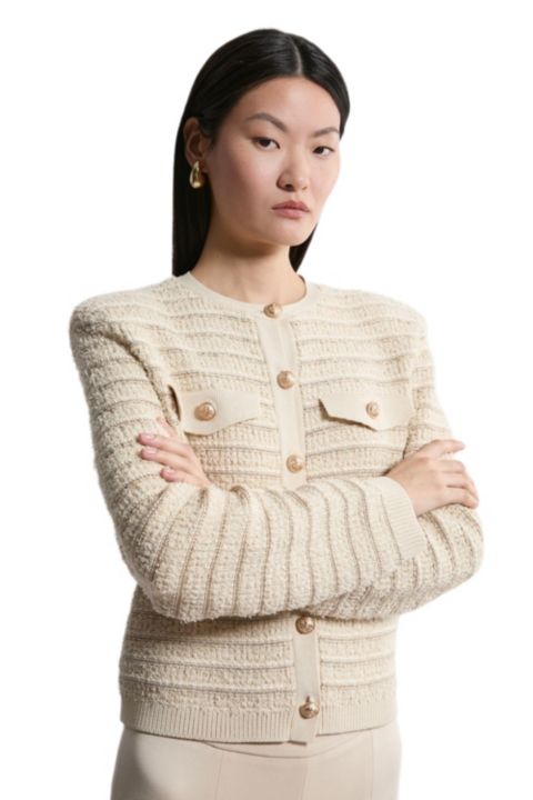Женские куртки Karen Millen Textured Military Trim Knit Jacket