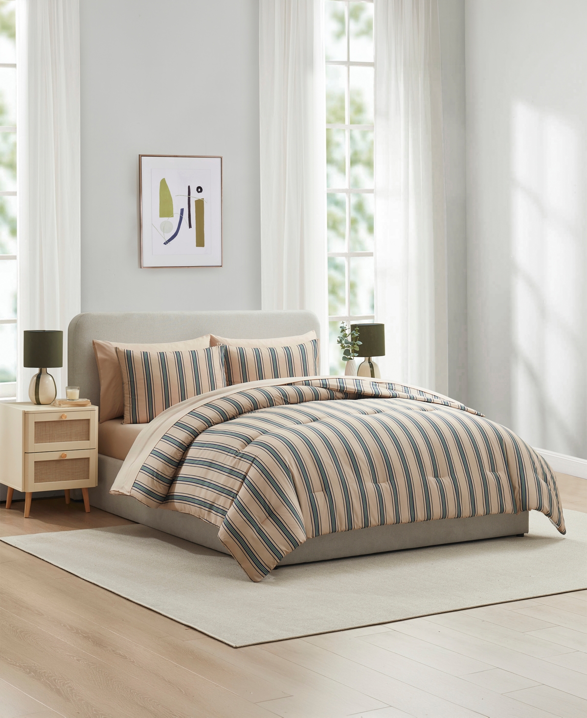 Nestl Luxury Soft Modern Striped Design -Pc. Comforter Set