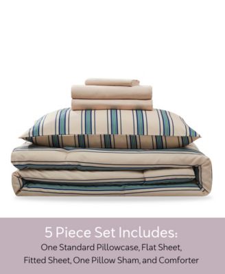 Luxury Soft Modern Striped Design 5-Pc. Comforter Set, Twin XL