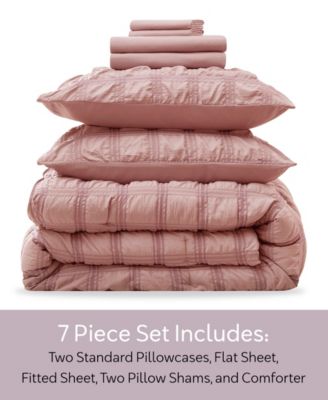 Luxury Soft Seersucker Design 7-Pc. Comforter Set, Queen