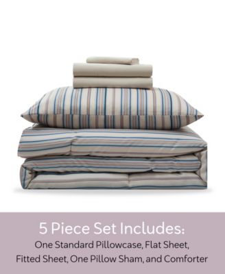 Luxury Soft Modern Striped Design 5-Pc. Comforter Set, Twin XL