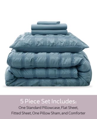 Luxury Soft Seersucker Design 5-Pc. Comforter Set, Twin/Twin XL