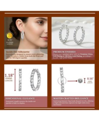 Colored Cubic Zirconia Inside Out Hoop Earrings