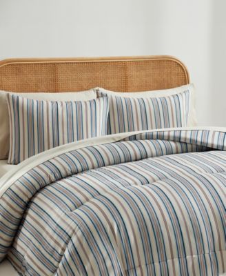 Luxury Soft Modern Striped Design 7-Pc. Comforter Set, Queen