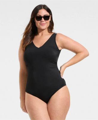 Women's Tugless V-Neck High Leg One Piece Swimsuit