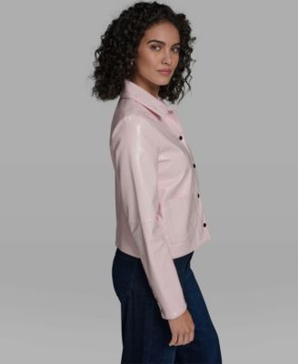 Women's Short Faux Patent Leather Jacket