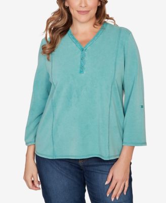 Plus Size Lace Applique French Terry Top