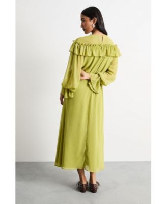 Women's Ruffle Shoulder Detail Boho Maxi Dress