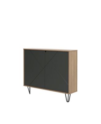 Slim 2-Door Storage Accent Cabinet, Floating And Wall Mount Bar.