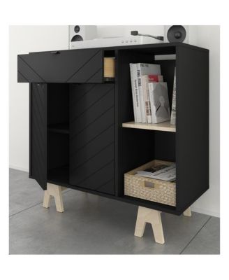Sideboard Storage Unit With Accent Door And Double Shelf