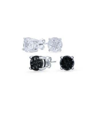 Round Clear Cubic Zirconia Invincible Cut Stud Earrings