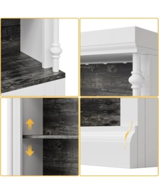 71'' Tall Bookcase with LED Lights, Free-Standing Library Bookshelf with 5-Tier Storage Shelves